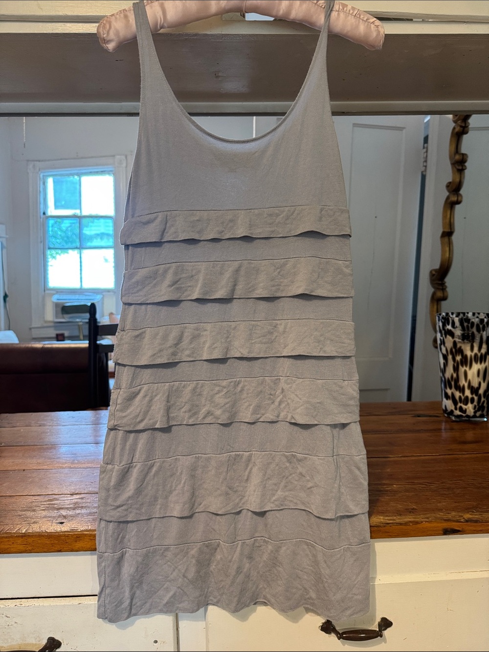 Vintage Steve Madden Tiered Ruffle Mini Dress in Light Gray